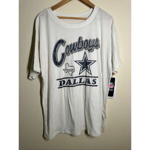 Dallas Cowboys Women’s 47 Brand White and Blue T-shirt Size Large New